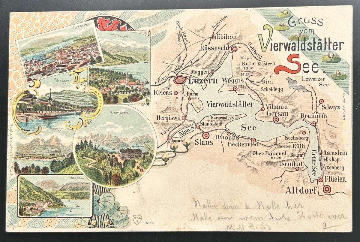 Cartoline postali: Gruss vom Vierwaldstättersee Litho  – Usato da Horw venduto da Tellbub