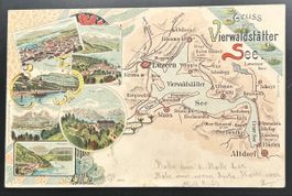 Gruss vom Vierwaldstättersee Litho 