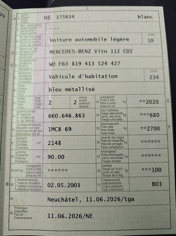 Automobili: Van - Mercedes Vito 112 cdi – Usato da Neuchâtel venduto da Ansofix 4