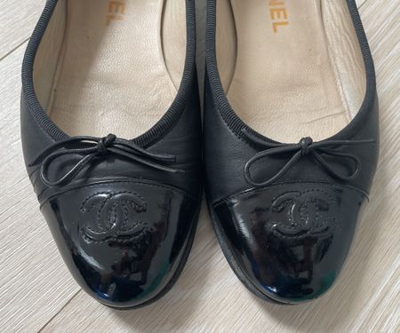 Chanel Ballerinas Black Leather Gr. 37,5