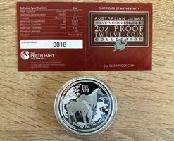 Australien Lunar II Münze 2 Unzen Silber PP Pferd