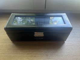Friedrich|23 Uhrenbox für 4 Uhren – Schwarz mit Glasdeckel