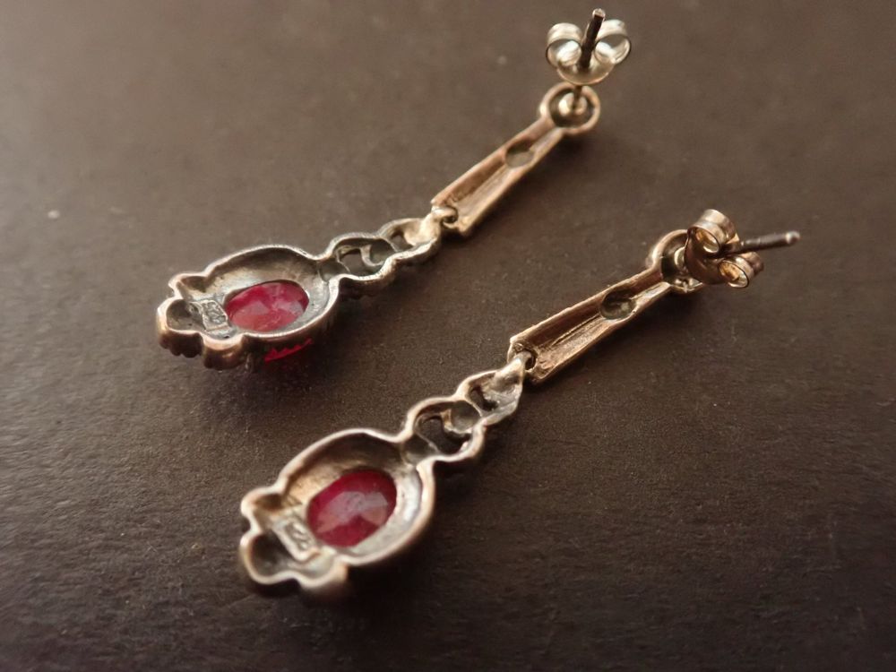 Thai-Rubin & Weißer Topas Sterling-Ohrringe, 1,17ct