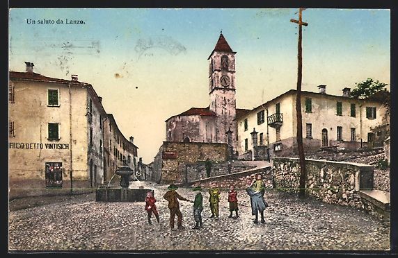 Cartoline postali: Lugano, Kinder in einer Strasse mit Blic – Usato da Berlin venduto da bartko-reher