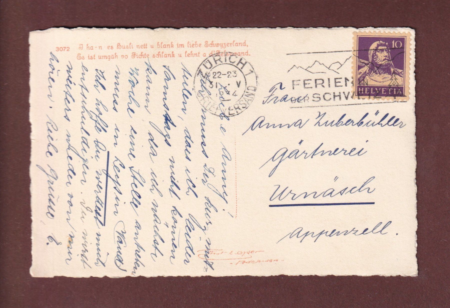 Ansichtskarten: WINTERLANDSCHAFT bei E. Gyger - 1934 – Gebraucht aus Pully von nicecards-shop 1