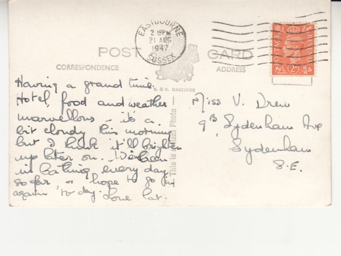 Cartoline postali: Eastbourne Beachy Head 1947 – Usato da Bürglen TG venduto da StampGraf 1