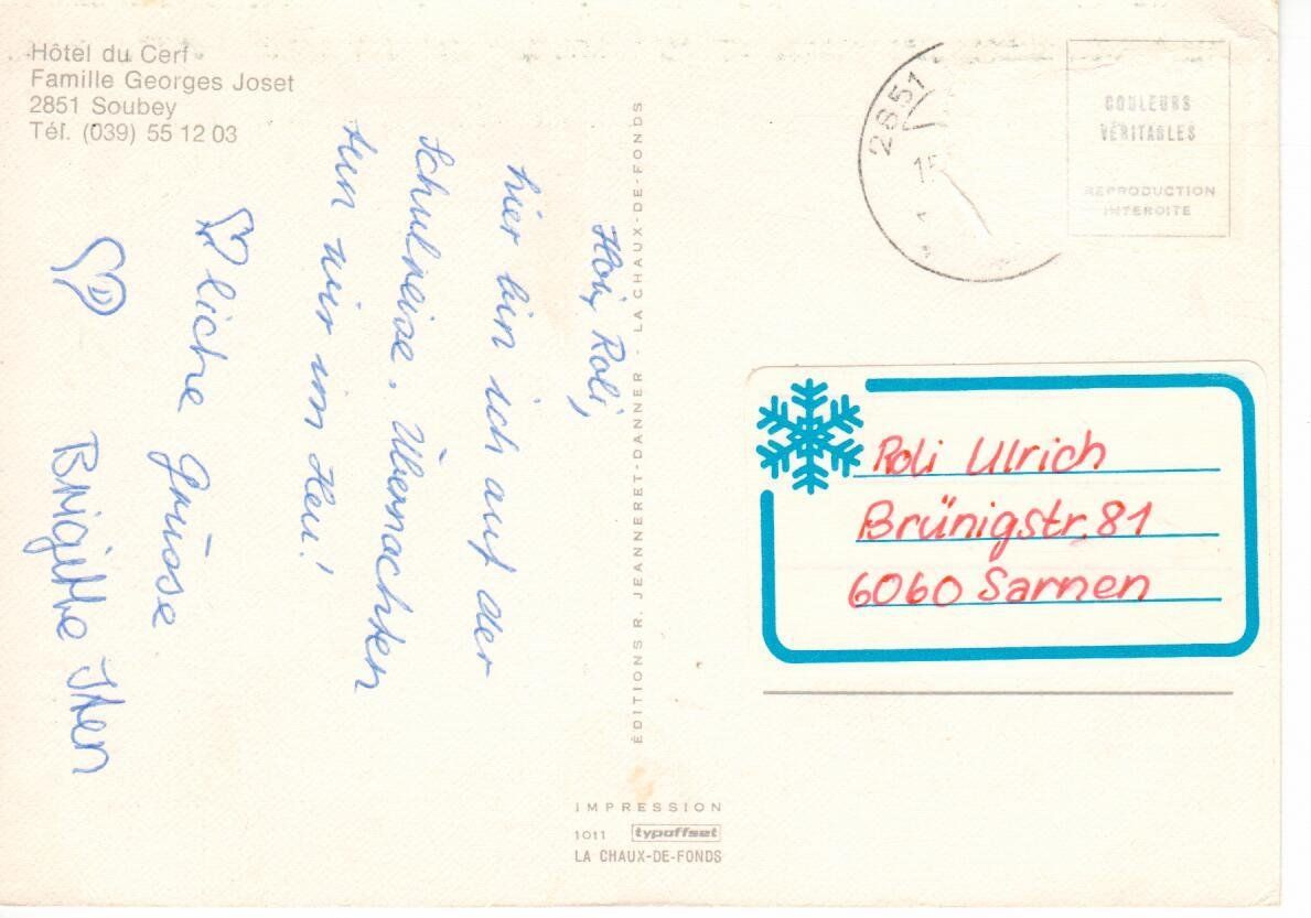 Cartoline postali: Hôtel du Cerf - Soubey – Usato da Wolhusen venduto da Curver9 1