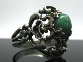 Art Deco Ring Silber 800 grüner Stein Gr. 55 / 6.44 g