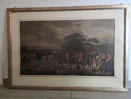 Altes grosses Bild, Englisch, Pferde, Fuchsjagt