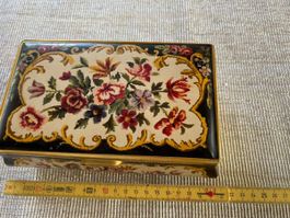 Vintage Schmuckschatulle, Blumenmuster, Goldfarben