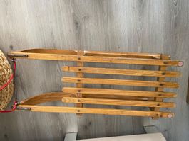 Luge en bois vintage – style Davos – déco chalet / montagne