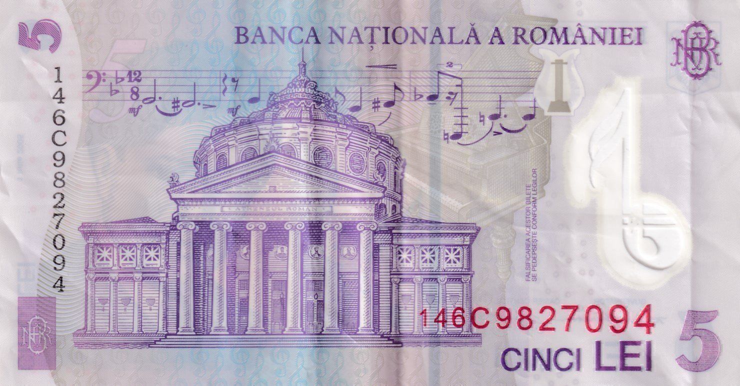 Banconote: Rumänien 5 lei  Polymer-Banknote s-ss – Usato da Neuchâtel venduto da karlpierrino 1