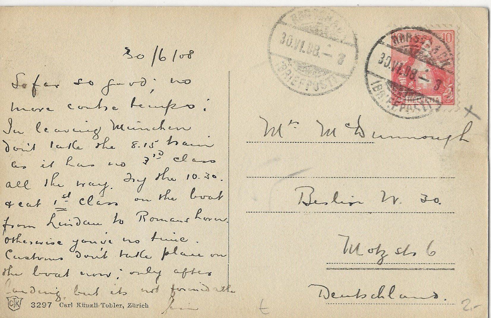 Cartoline postali: Rorschach, 1908 – Usato da Frauenfeld venduto da Merk52 1