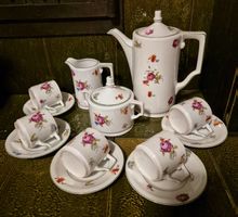 Wunderschönes Kaffeeservice mit Rosenmuster, Vintage Stil
