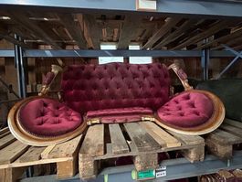 Louis Philippe Sofa Nussbaum, L 160, H 120, T80 cm Medaillon