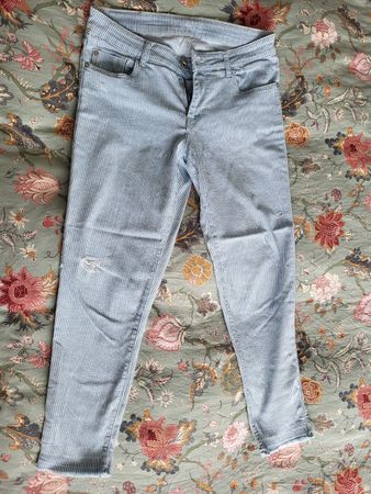 Hose/Jeans, Zara, hellblau weiss gestreift, 38, skinny