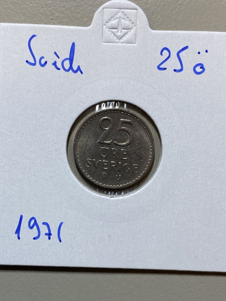 Tutti le monete: Suède - 25 Öre - 1971 – Usato da Payerne venduto da Mike1682