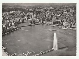 Genève, Vue Aérienne, Le Jet d'eau, La Rade et La Ville