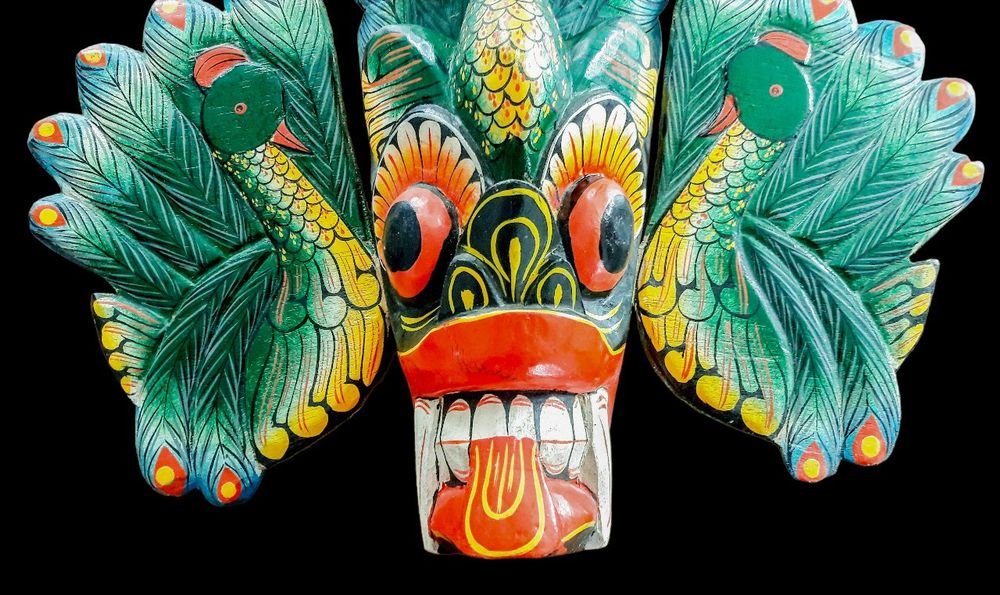 Sri Lanka Mayura Raksha Maske Glücksbringer masque bois (Gebraucht) in ...