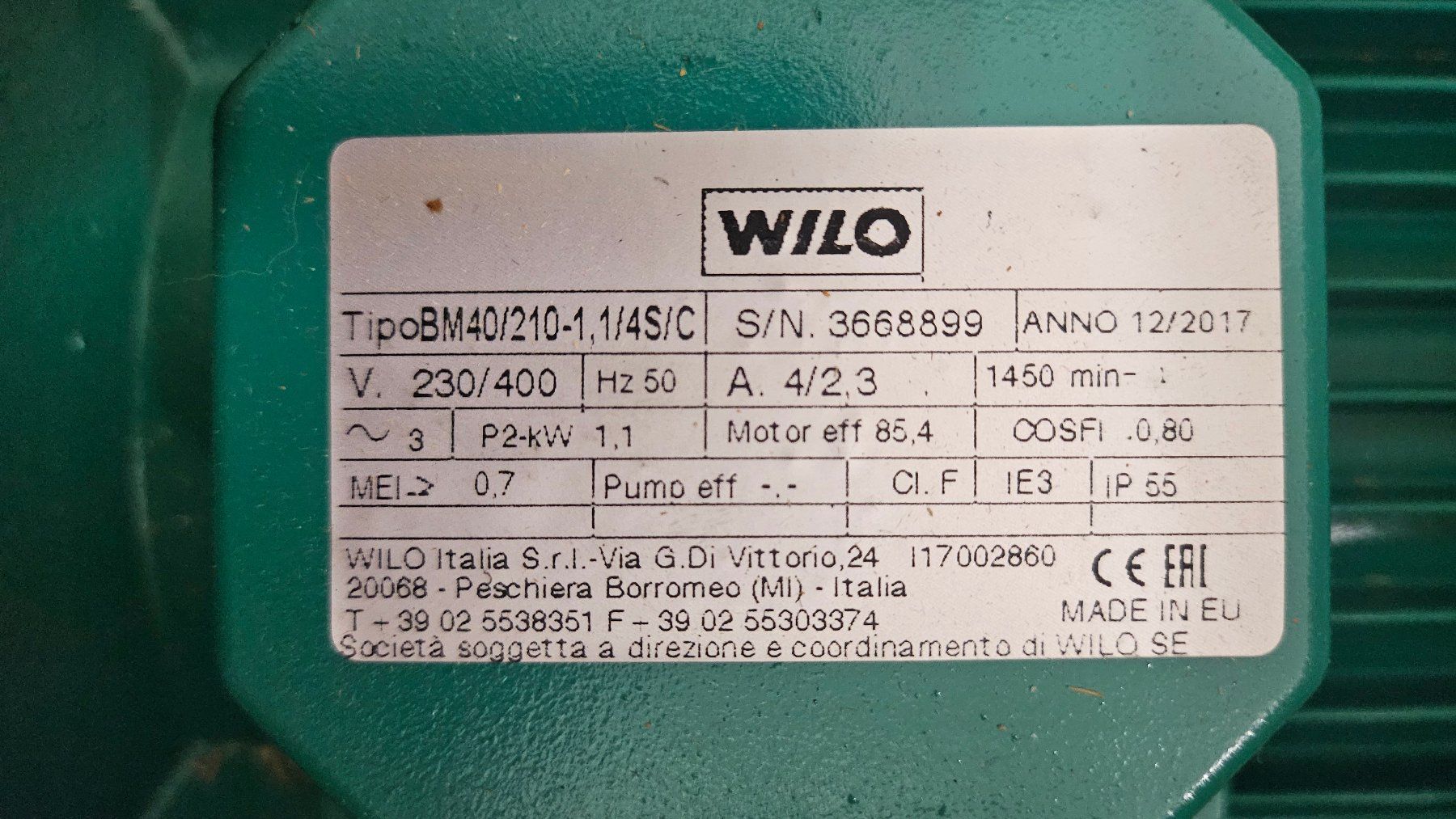 Wilo Riscaldamento: WILO Blockpumpe Typ BM40/210-1, 1/4-S/C – Nuovo e nell'imballaggio originale da Breitenbach venduto da Cycron_GmbH 2