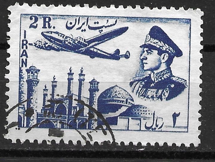 Tutti i francobolli: Iran 1953: Flugzeug 2 R. blau – Usato da Zürich venduto da Rainstamps