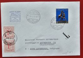 3 LÄNDER SCHWEIZ SONDERSTEMPEL ITALIEN TAXIERT BELGIEN 1974