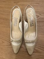 Ferragamo Slingback Heels - Beige/Offwhite, Size 39