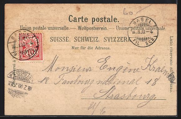 Cartoline postali: Litho Basel, Basel, Rheinansicht mit M – Usato da Berlin venduto da bartko-reher 1