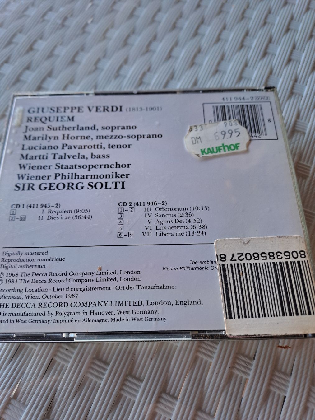 CDs: Doppel-CD  GIUSEPPE VERDI "Requiem"  DECCA – Gebraucht aus Uetendorf von Essiggurken 3