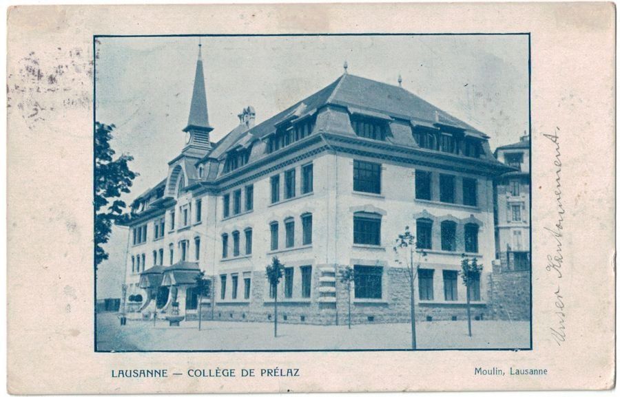 Cartoline postali: Lausanne, Collège de Prélaz, circulée 1909 – Usato da Frauenfeld venduto da POML
