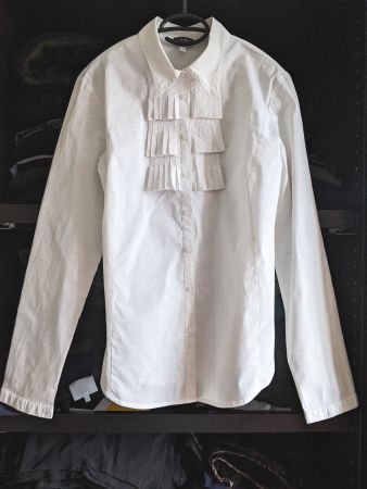 ARMANI JEANS : Chemise-plastron en coton blanc 38