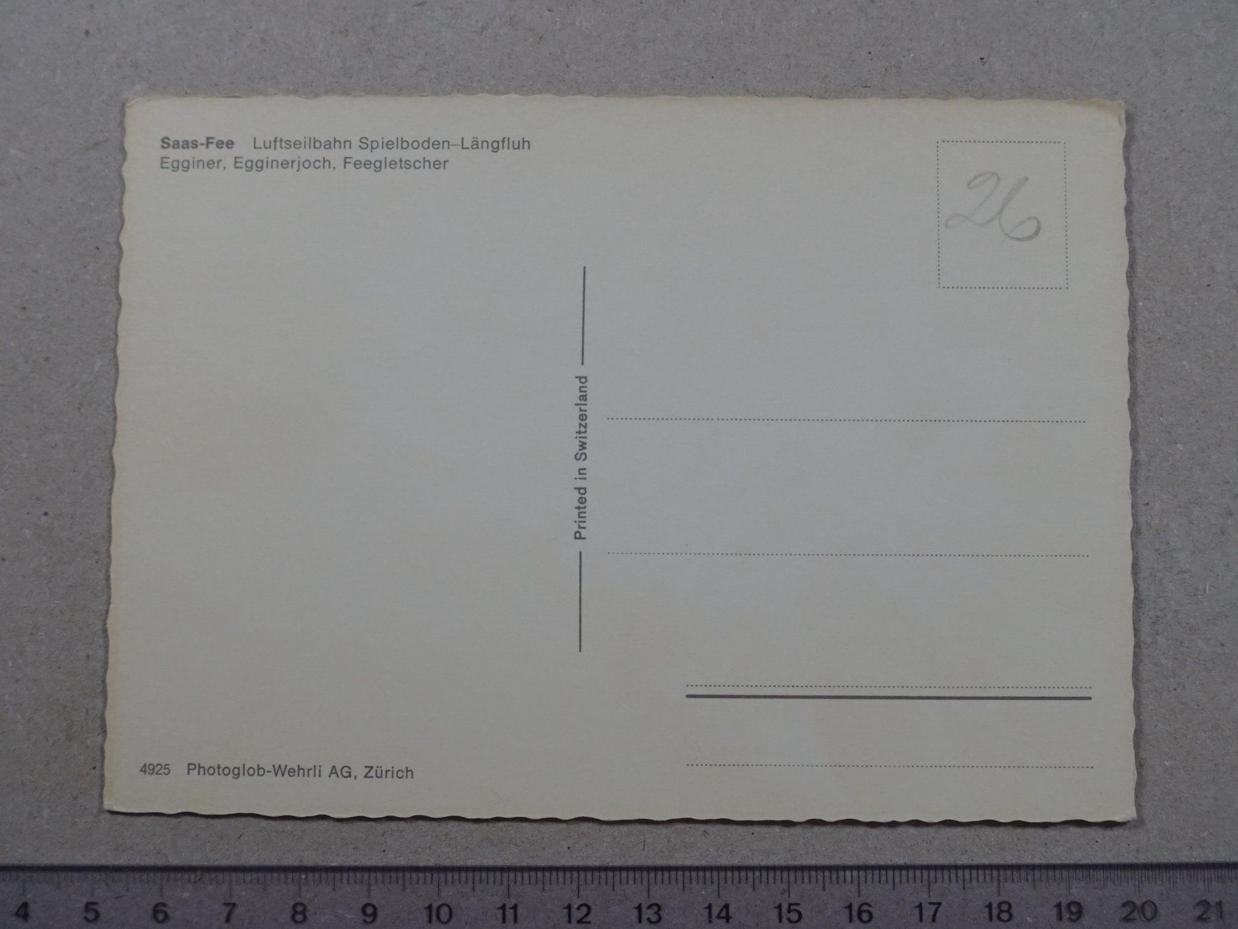 Cartes postales: Saas-Fee, Luftseilbahn Spielboden - Längfluh – D'occasion à Lenzburg par fh1 1