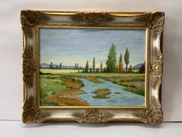Landschaft mit Teich von F.J.ERISMANN 1982      (ID M505)