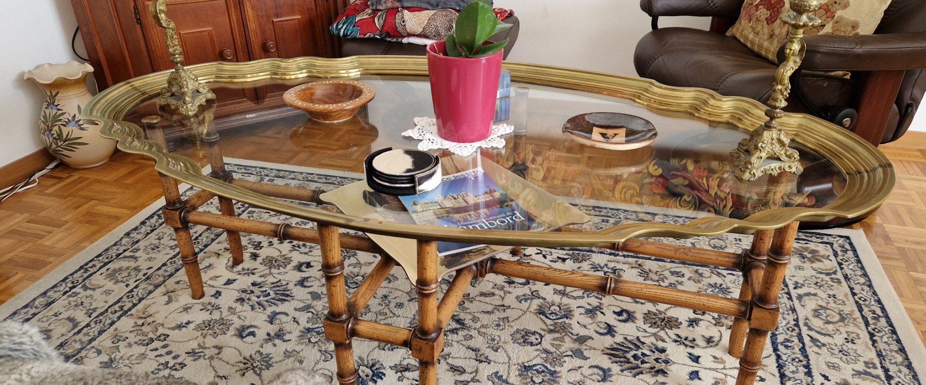 Tavoli: Guéridon table basse laiton et verre – Usato da Pully venduto da Andalous