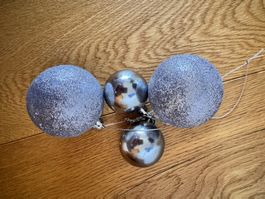 Weihnachtskugeln Set, Silber/Grau, 4 Stk. - Top Zustand!