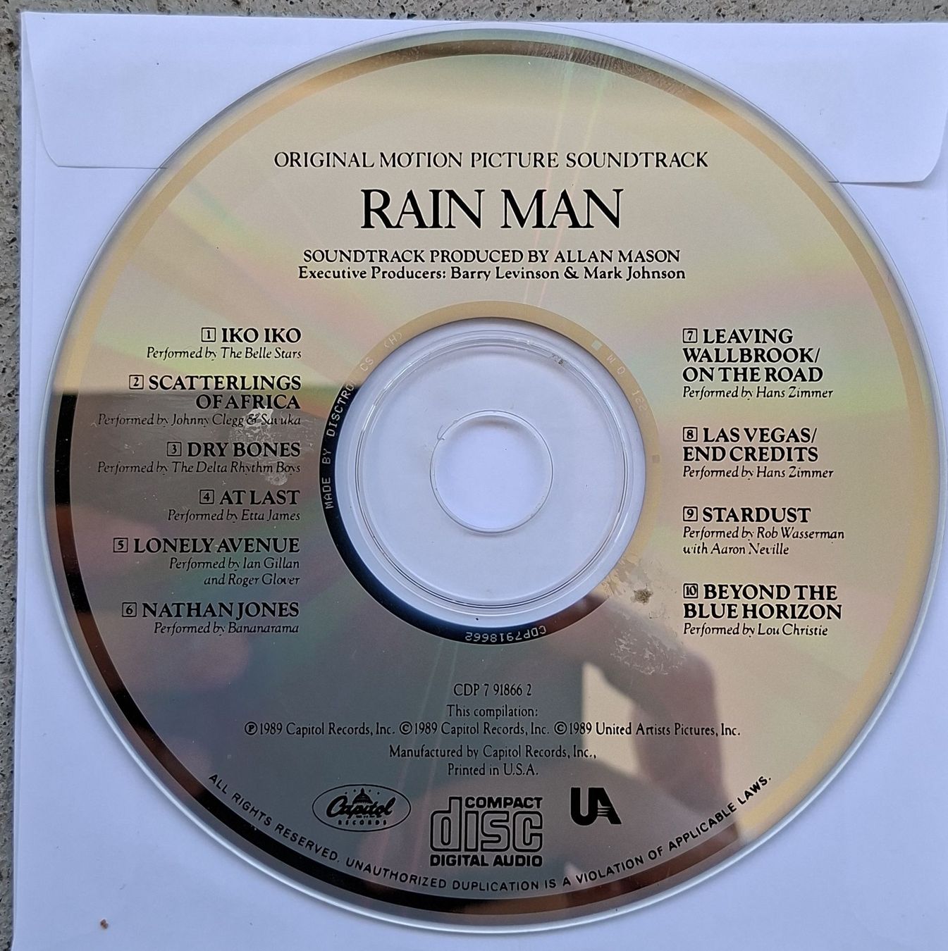 CD: Rain Man Original Motion Picture Soundtrack CD – Usato da Gretzenbach venduto da RedCarGuy