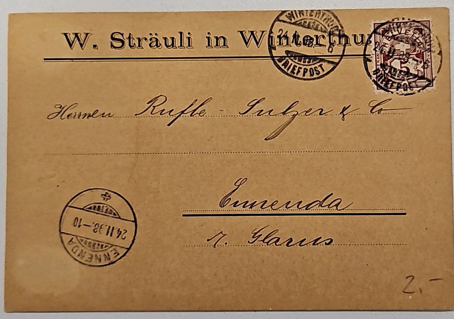Tutti i francobolli: alte Postkarte 24.II.1898  – Usato da Buttikon SZ venduto da Marcelr