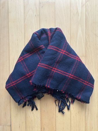 Winterschal - Blau/rot - Muster