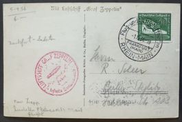 Graf Zeppelin Saarfahrt Luftpost Karte 50 Pf Frankfurt