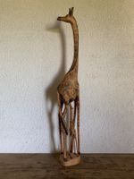 Giraffe Mutter mit Kind Skulptur Statue Deko aus Holz Afrika