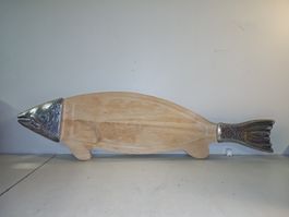 Fischplatte aus Holz mit Silberkopf aus Thailand (nov547)