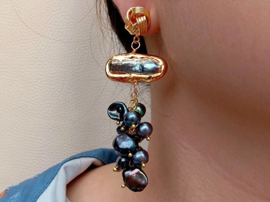 Orecchini pendenti & Orecchini a lobo: Lua schwarz Perlen Ohrhänger Echt Boucles Chandelier Perle N – Nuovo (secondo la descrizione) da Prilly venduto da ilyria73 3