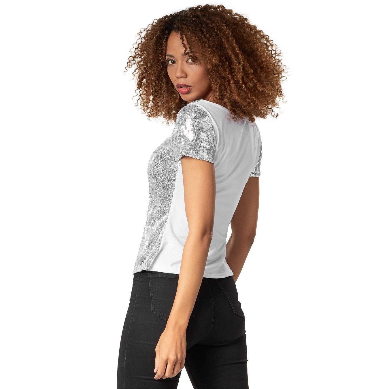 T-Shirts: Pailletten-Kurzarm-Shirt Silber L – Neu (gemäss Beschreibung) aus Murten von Roland.Kemmer.AG 2