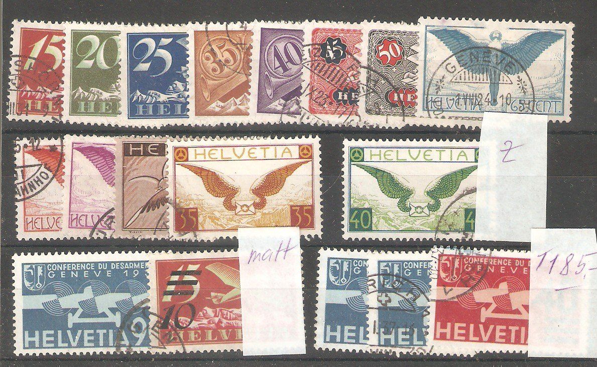 Tous les timbres: CH 18 feinst. gest. Luftpost – D'occasion à Lausanne par Whorvath