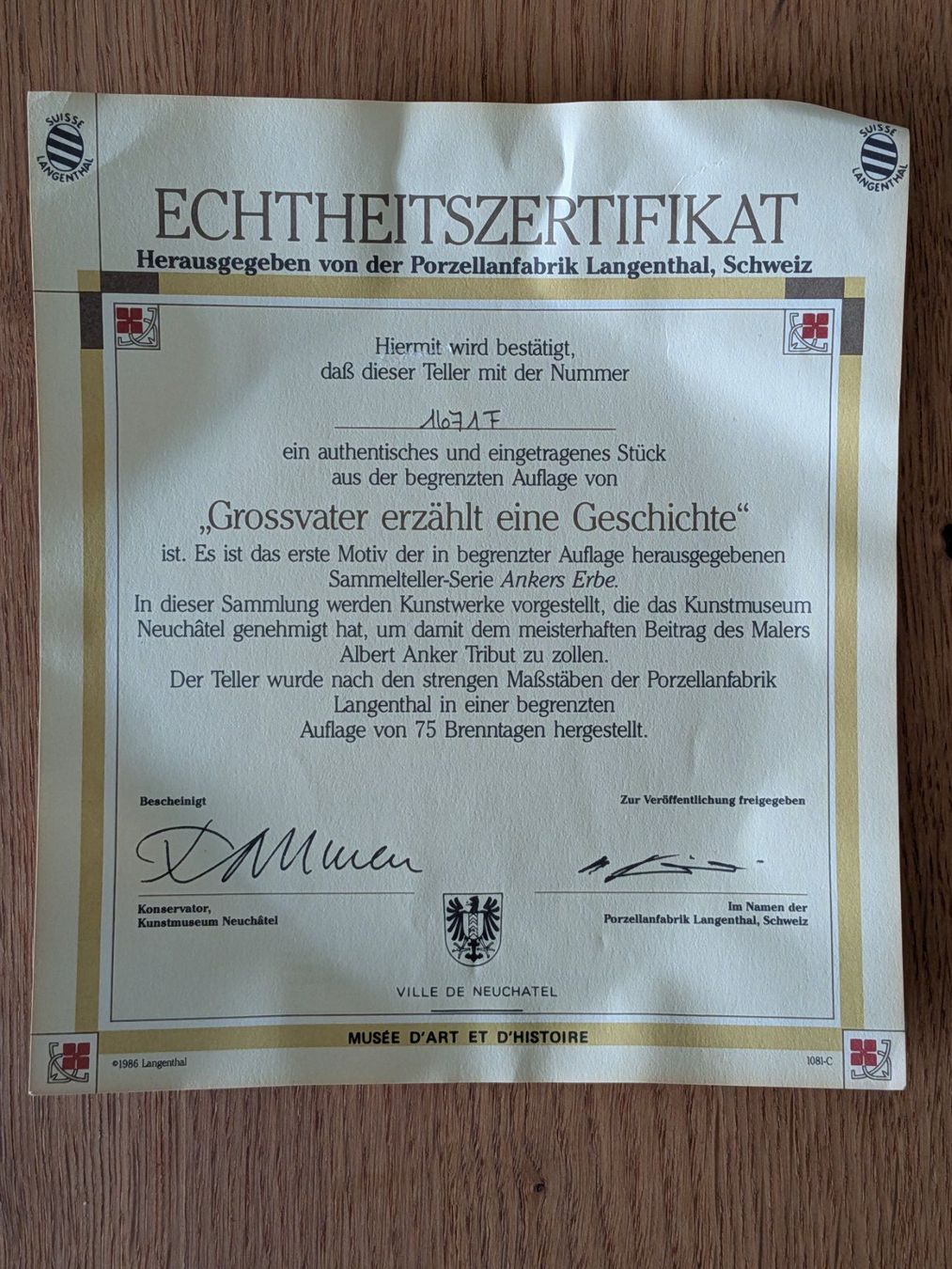 Piatti: Sammelteller A. Anker "Grossvater erzählt eine Geschichte" – Usato da Port venduto da gecotom 3