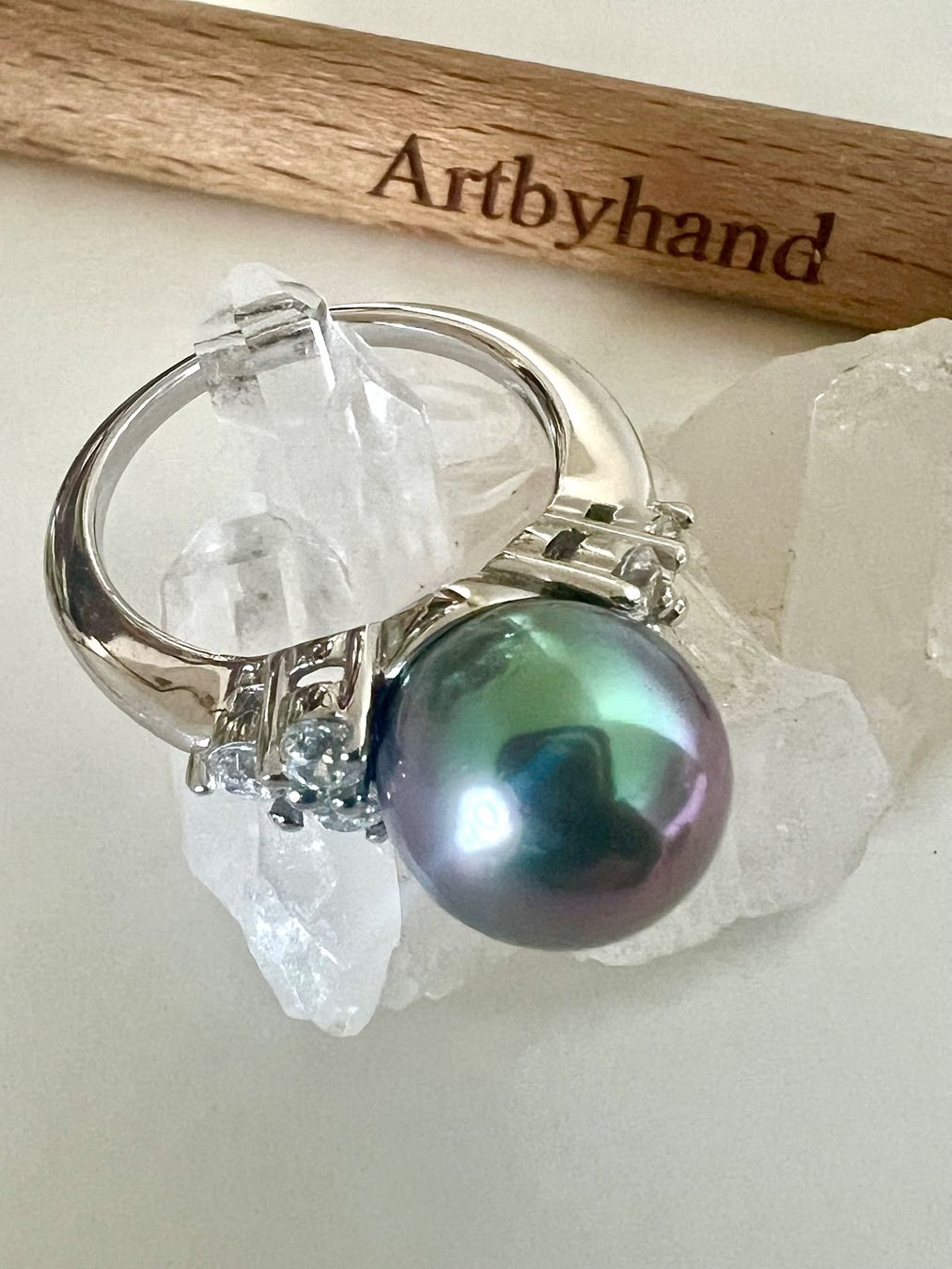 Ringe: TRAUM Silber Ring 925 - schillernde Echt Perle & Zirkonia – Gebraucht aus Ruswil von artbyhand 2