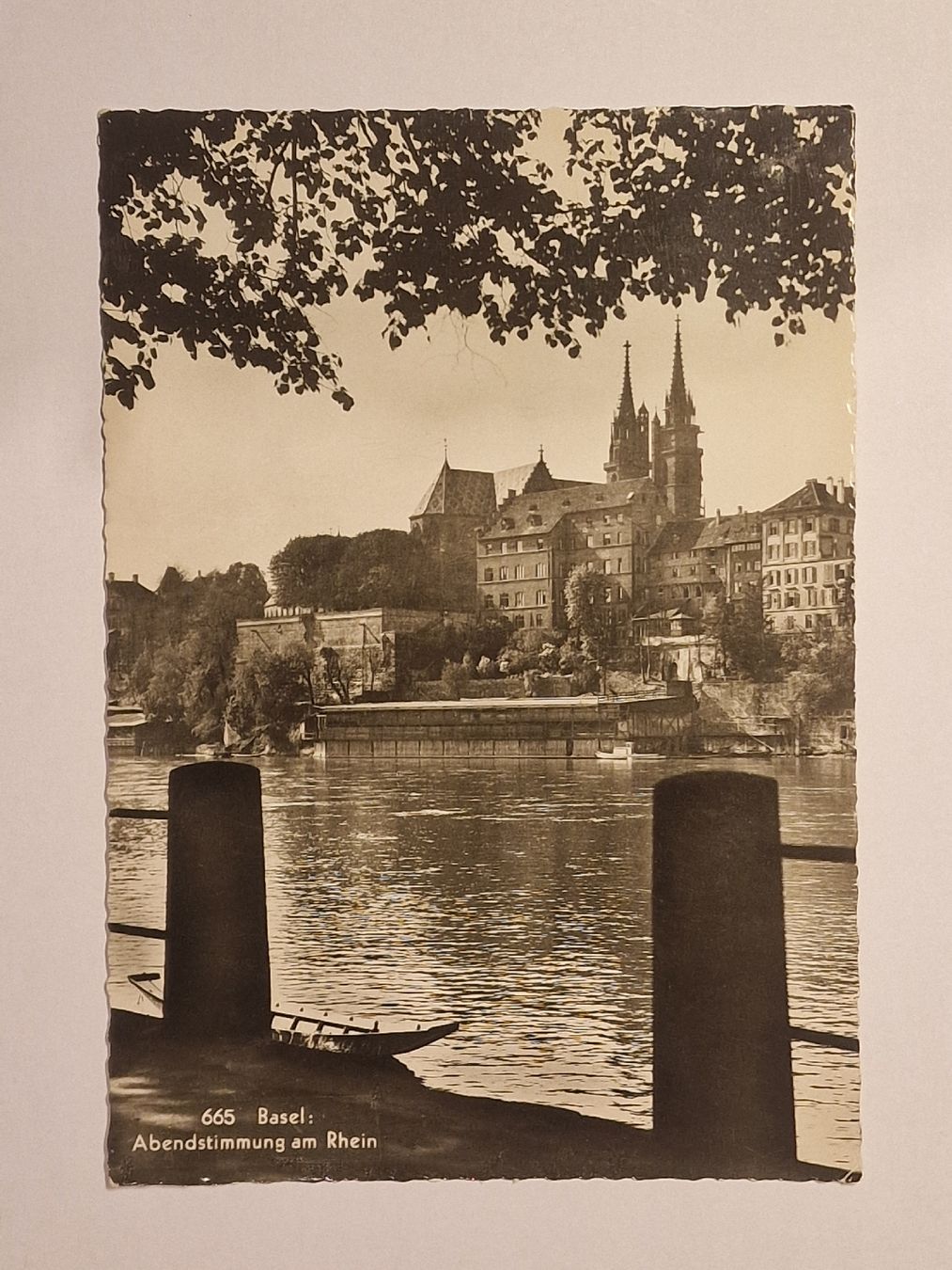 Ansichtskarten: Basel  Abendstimmung am Rhein – Gebraucht aus Rüegsauschachen von Hbru