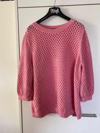 Monari Strick Pullover Gr 44 pink Lochmuster Lässig Somme...