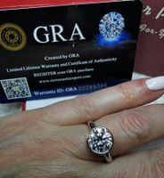 Bague argent avec diamant de moissanite de 3 ct certifié GRA