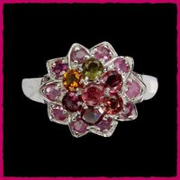 TOURMALINE, Multi-Turmalin - Rubin Ringe 925 Silber